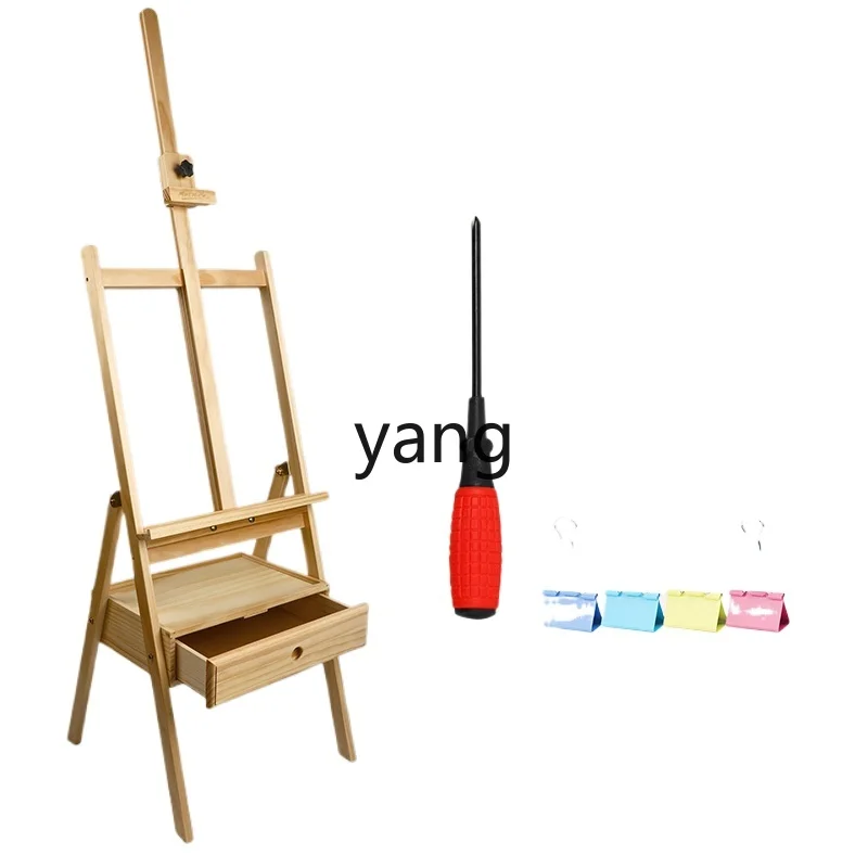 

Yjq Beech Easel Drawing Board for Art Students Only Drawer Oil Painting Easel Sketch Foldable Frame Painting Stand Set