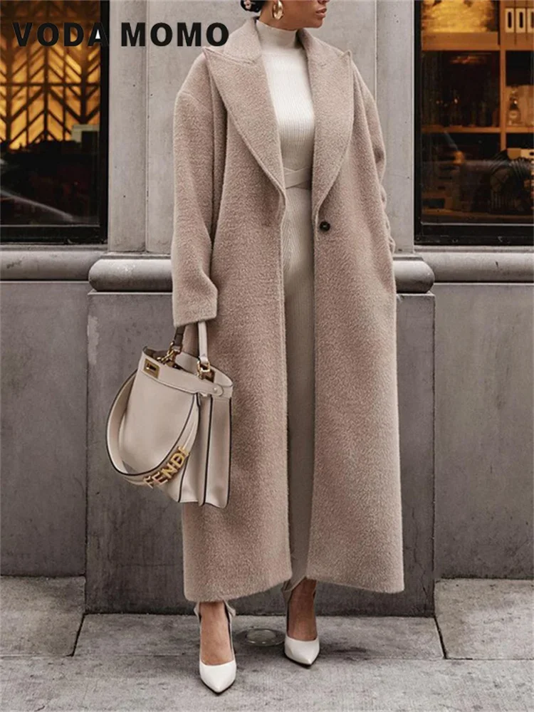 Women Autumn Winter Office Lady Elegant Warm Overcoat Lapel Woolen Long Coat Fashion Long Sleeve Pocket Single Button Jacket
Women Autumn Winter Office Lady Elegant Warm Overcoat Lapel Woolen Long Coat Fashion Long Sleeve Pocket Single Button Jacket