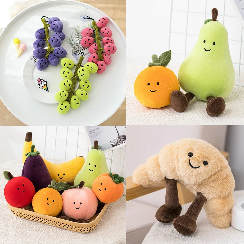 

Cartoon Soft Cute Pear Peach Banana Eggplant Plush Toys Cute Food Stuffed Pillow Doll For Girls Kids Birthday Gifts Home Decor