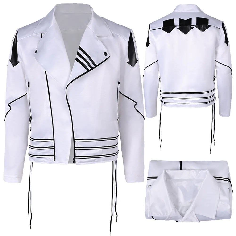 

Freddie Cosplay Men Jacket Costume Rock Band Roleplay White Coat Tops Outfits Male Adult Boys Halloween Disguise Party Suits