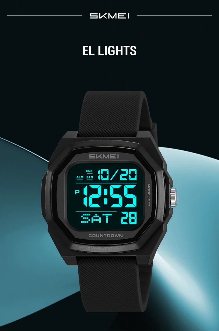 SKMEI Men Sport Casual Watch Matte Black Octagon Case Silicone Nylon Band Digital Display 50M Waterproof Countdown Watches 2495 SKMEI Men Sport Casual Watch Matte Black Octagon Case Silicone Nylon Band Digital Display 50M Waterproof Countdown Watches 2495