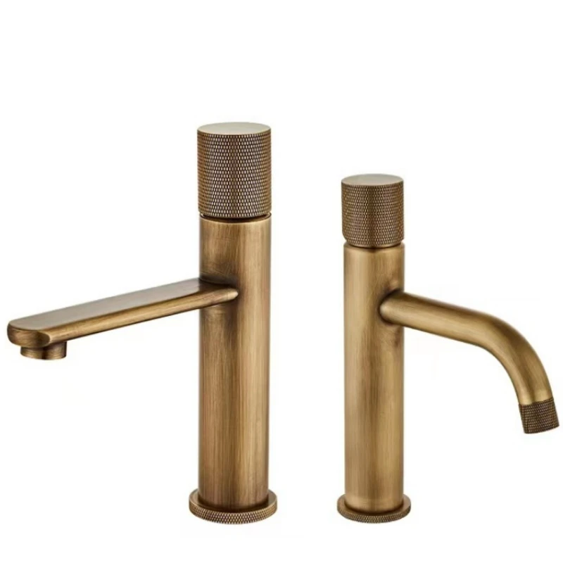 

Retro Water Tap Brushed Gold Faucet Single Handle Hot and Cold Mixer Taps Washbasin Faucet Bathroom Sink Faucets