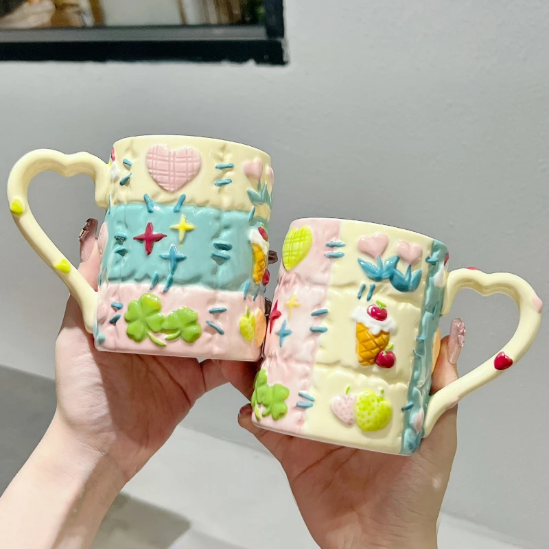 

Cute Girl Mugs Household Cups Beautiful Office Drinking Cups Coffee Cups Ceramic Cups Breakfast Cups Oatmeal Cups Gifts Kitchen