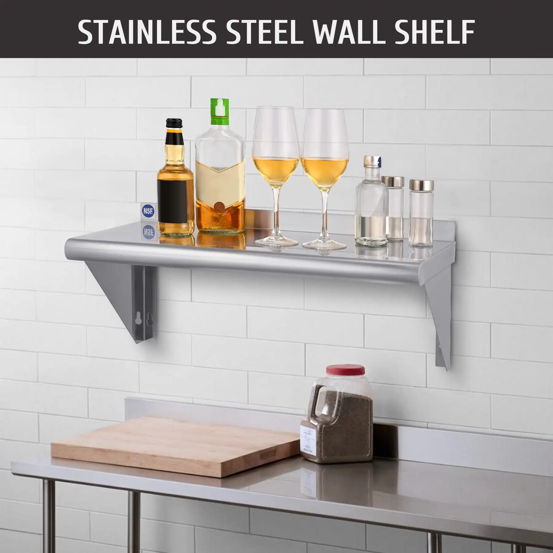 Stainless Steel Kitchen Shelf 12"x24" Floating Storage Shelf for Home Restaurant
Stainless Steel Kitchen Shelf 12"x24" Floating Storage Shelf for Home Restaurant