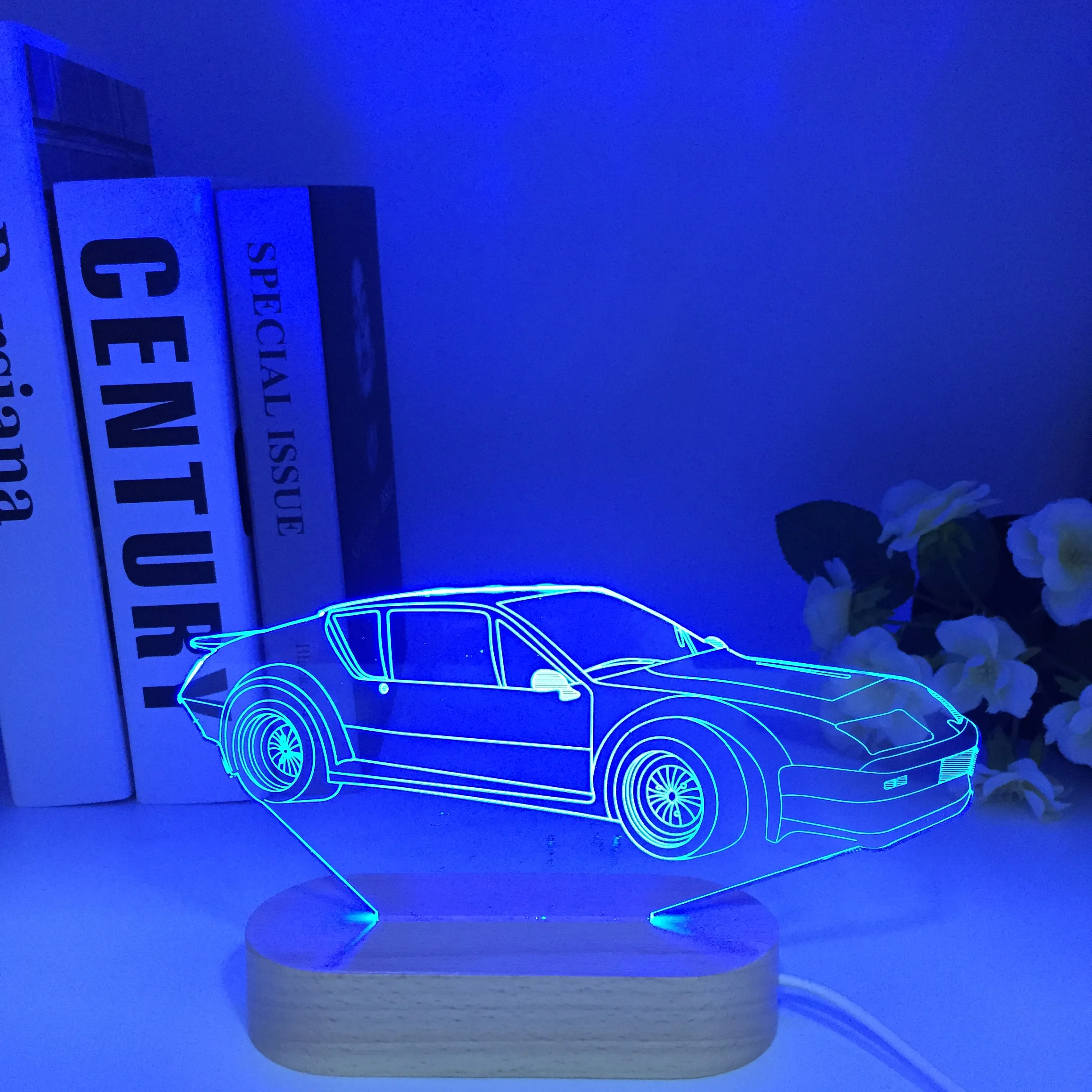 

Cool Wooden Car 3D Night Light LED 7/16 Colors Change LED Children Night Light Beroom Atmosphere Table Lamp Boys Gifts Toys