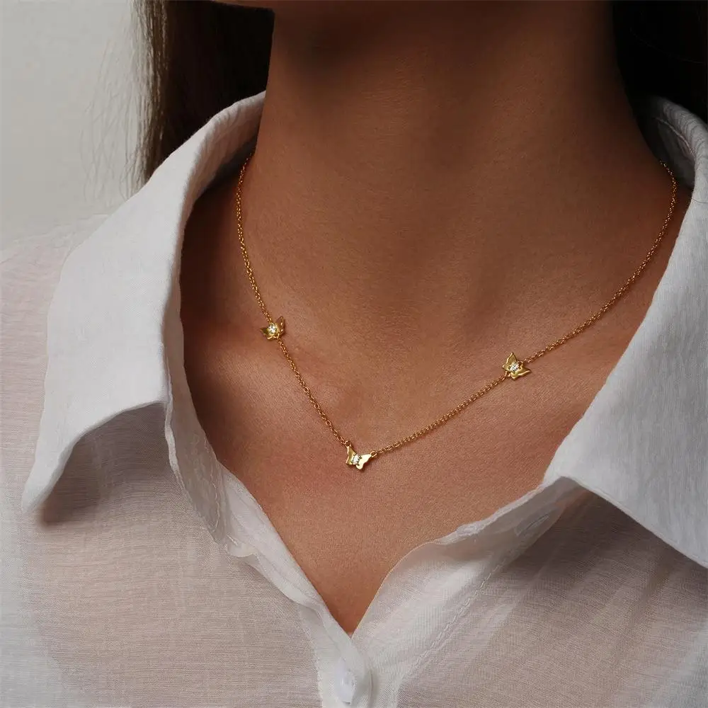 

CANNER Niche Design Tassel Butterfly Clavicle Chain S925 Sterling Silver Simple Women Necklace Delicate Butterfly Jewelry Gift