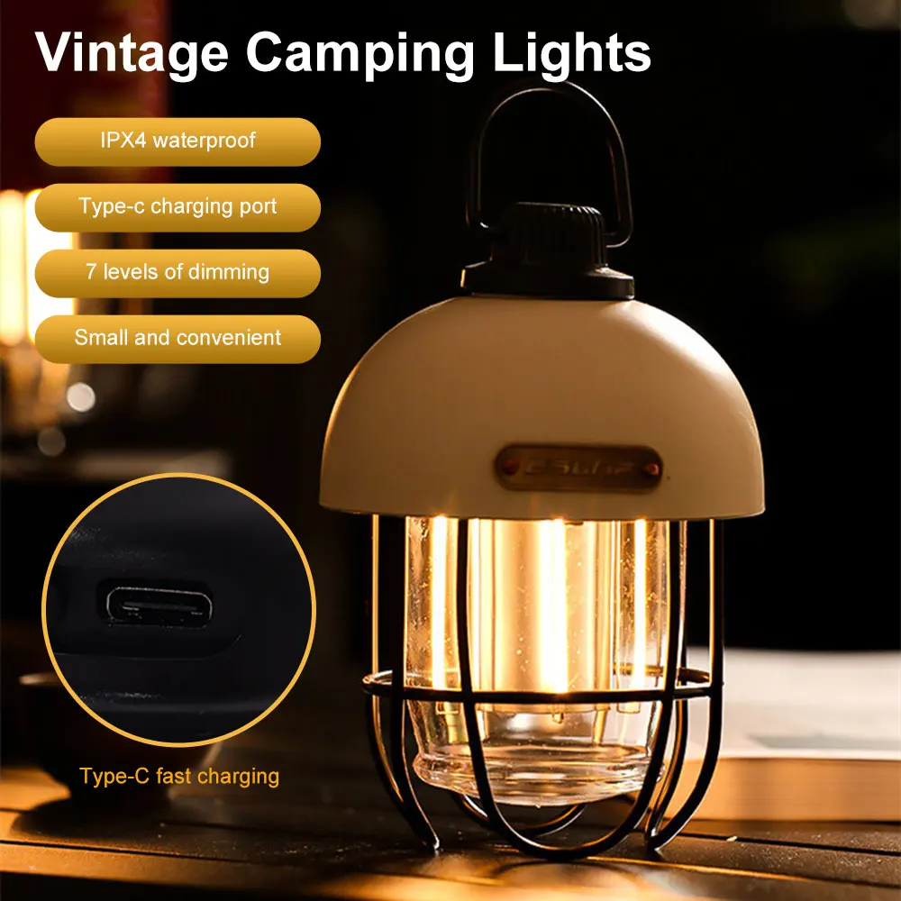 New Portable Camping Light Waterproof Retro Lantern Stepless Dimming 2700K-6500K Rechargeable Outdoor Lights Tent Lamp
New Portable Camping Light Waterproof Retro Lantern Stepless Dimming 2700K-6500K Rechargeable Outdoor Lights Tent Lamp