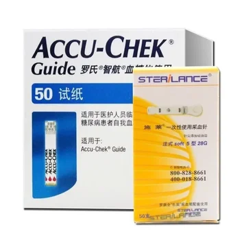 Accu Chek Cuide 혈당 계량기, 당뇨병 테스트 스트립, 25 개, 50 개, exp:2024.12