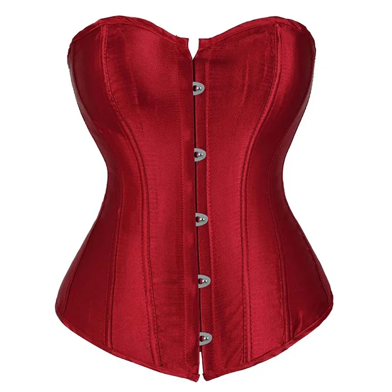 

Womens Sexy Corset Overbust Satin Bustier Gothic Up Gorset Top Shapewear Corsets Plus Size Up Waist Slim Bustier