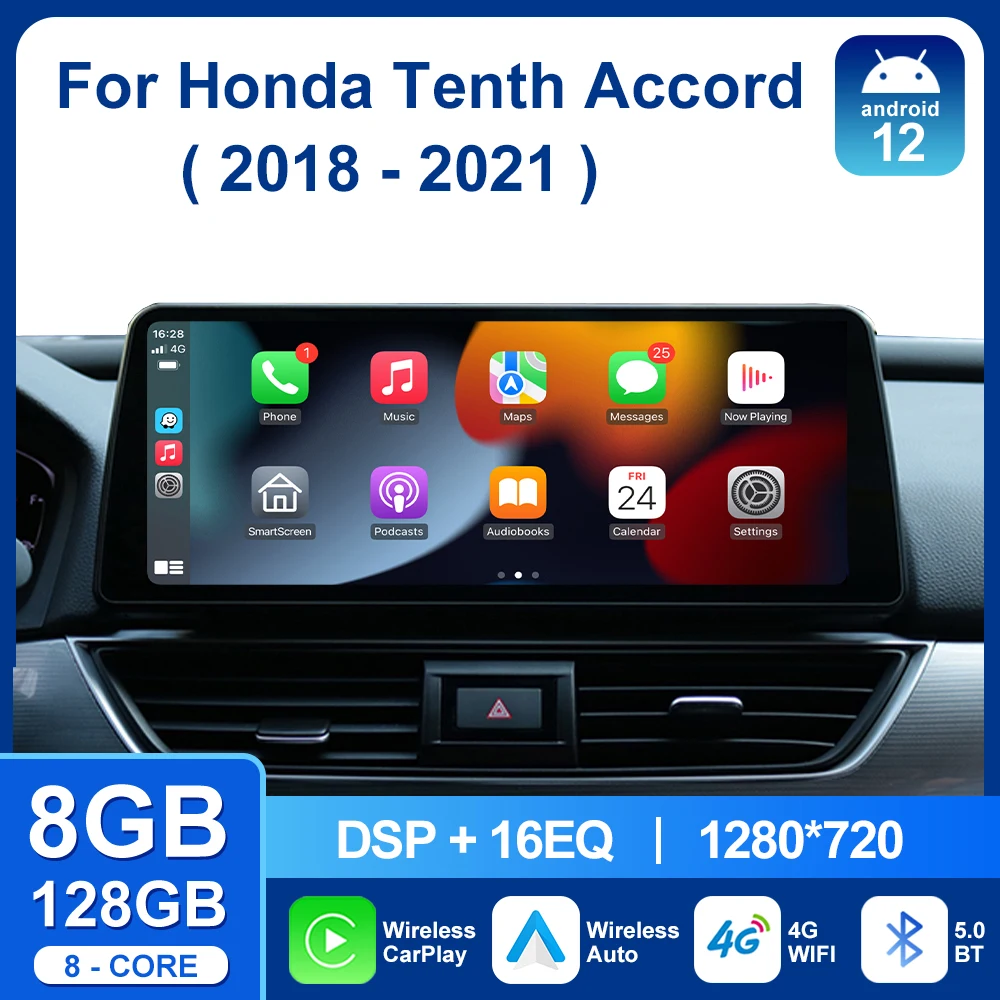 For Honda Tenth Accord 2018 2019 2020 2021 Android 12 Wireless CarPlay Car Auto Multimedia Video Player Radio GPS Navigation SWC 
For Honda Tenth Accord 2018 2019 2020 2021 Android 12 Wireless CarPlay Car Auto Multimedia Video Player Radio GPS Navigation SWC