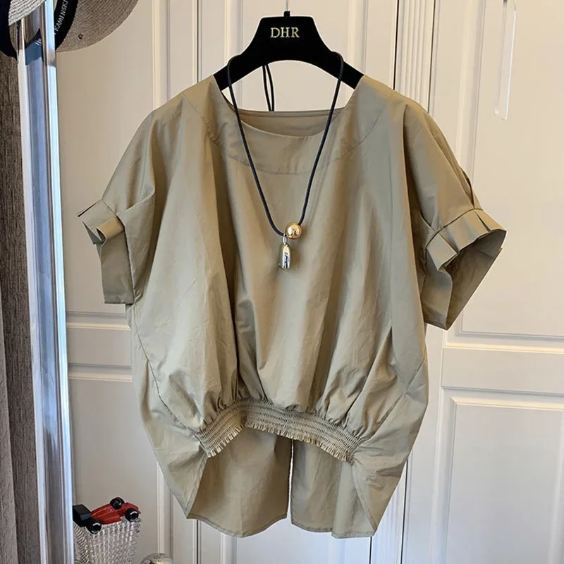 Fashion Solid Color Loose Bandage Bow Shirring Blouse Clothing 2024 Summer New Casual Pullovers Korean Asymmetrical Shirt J213
Fashion Solid Color Loose Bandage Bow Shirring Blouse Clothing 2024 Summer New Casual Pullovers Korean Asymmetrical Shirt J213