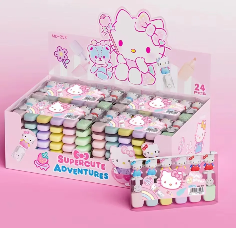 Cartoon Sanrio Hello Kitty Mini 6-color Highlighter Set Student Colored Marker Pen Melody Kuromi Cartoon Animal Highlighter
Cartoon Sanrio Hello Kitty Mini 6-color Highlighter Set Student Colored Marker Pen Melody Kuromi Cartoon Animal Highlighter