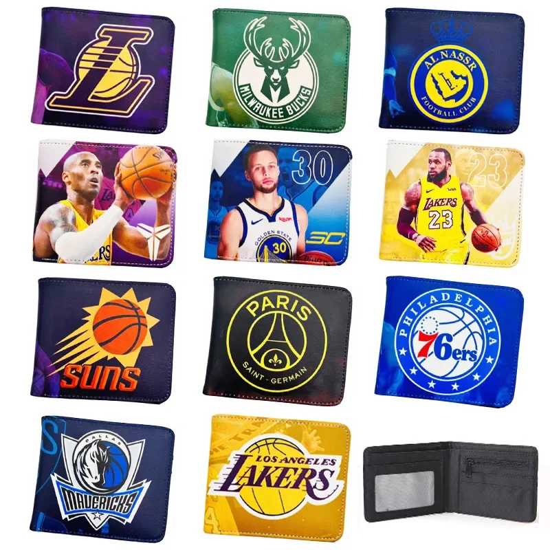 

MINISOxNBA Joint Name PU Wallet Basketball Star Print Coin Purse Sports Series Fold Storage Bag Men's Convenient Wallet Gifts