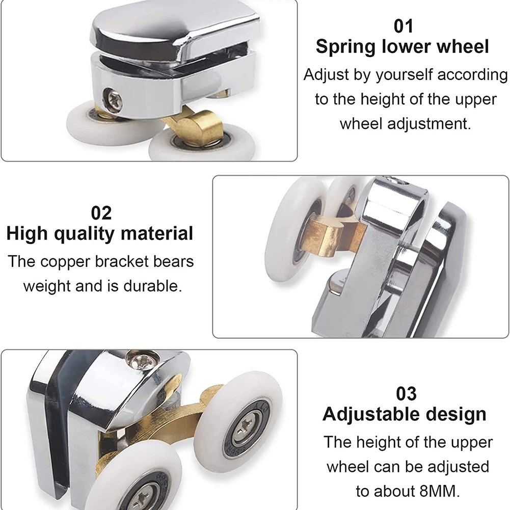 4Pcs Shower Screen Door Rollers Zinc Alloy Runners Wheels Twin Top Replacement Home Garden Improvement Plumbing Fixture
4Pcs Shower Screen Door Rollers Zinc Alloy Runners Wheels Twin Top Replacement Home Garden Improvement Plumbing Fixture