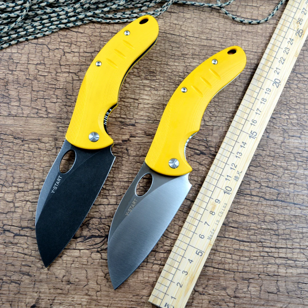

Y-START 440C Blade Daily Chef Pocket Folding Knives NFK Design Ceramic Ball Bearing Washer Light Yellow G10 Handle LK5034