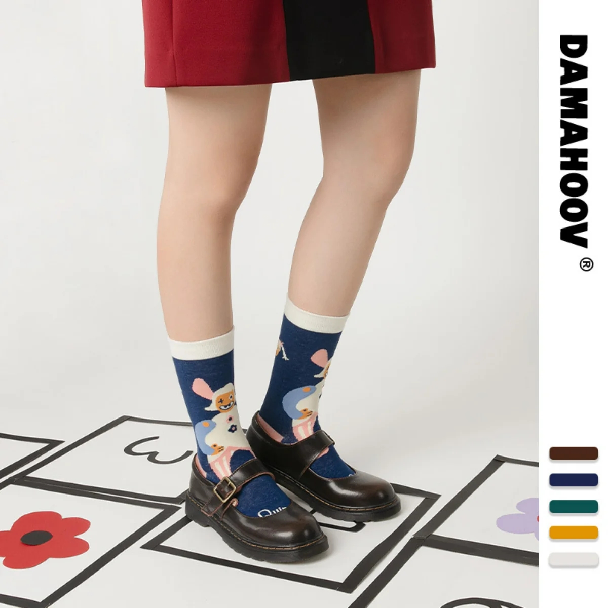 

DAMAHOOV Spring Tide Products Personality Figure Series Ins Cute Mid-tube Comfortable Sports Everything Simple Couple Socks