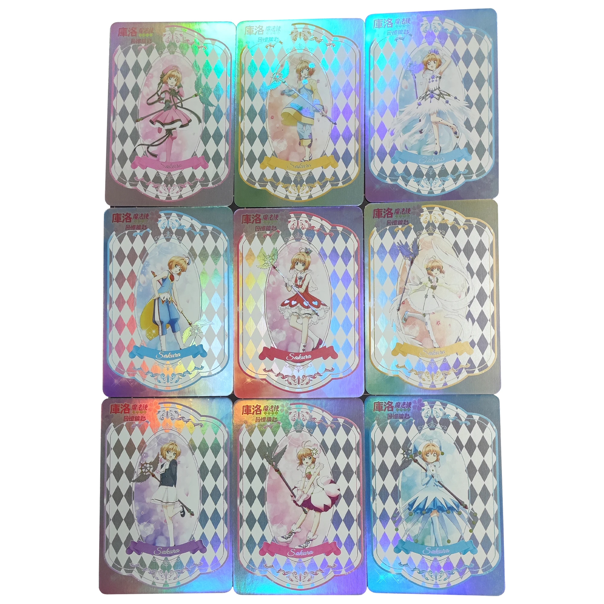 

9Pcs/set Card Captor Kinomoto Sakura Flash Card ACG Kawaii Classic Game Anime Collection Cards Diy Gift Toys