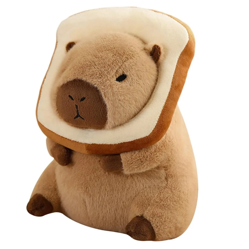 

Cute Capybara Plush Pillow With Wearable Toast Headwear Kawaii Bread Capybara Stuffed Animals Toys Hugging Gifts Durable 30Cm