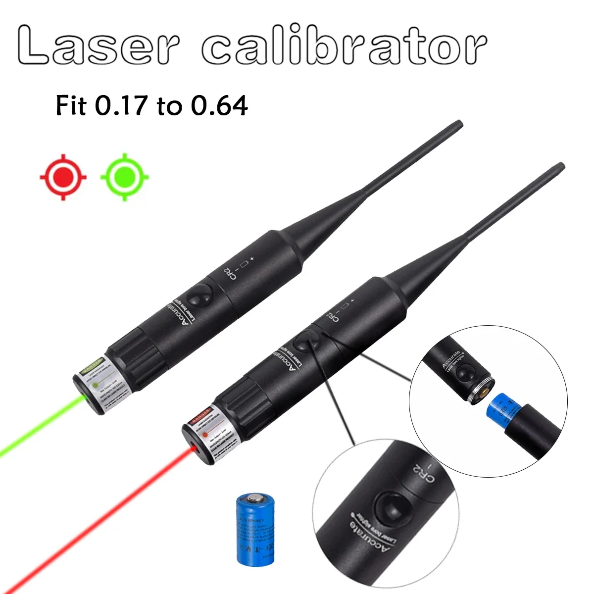 

Red Dot Laser Boresighter .177 .22 Caliber 10 Adpaters Bore Sighter without Battery Sight 0.64 Pointer Glock Rifle Collimator