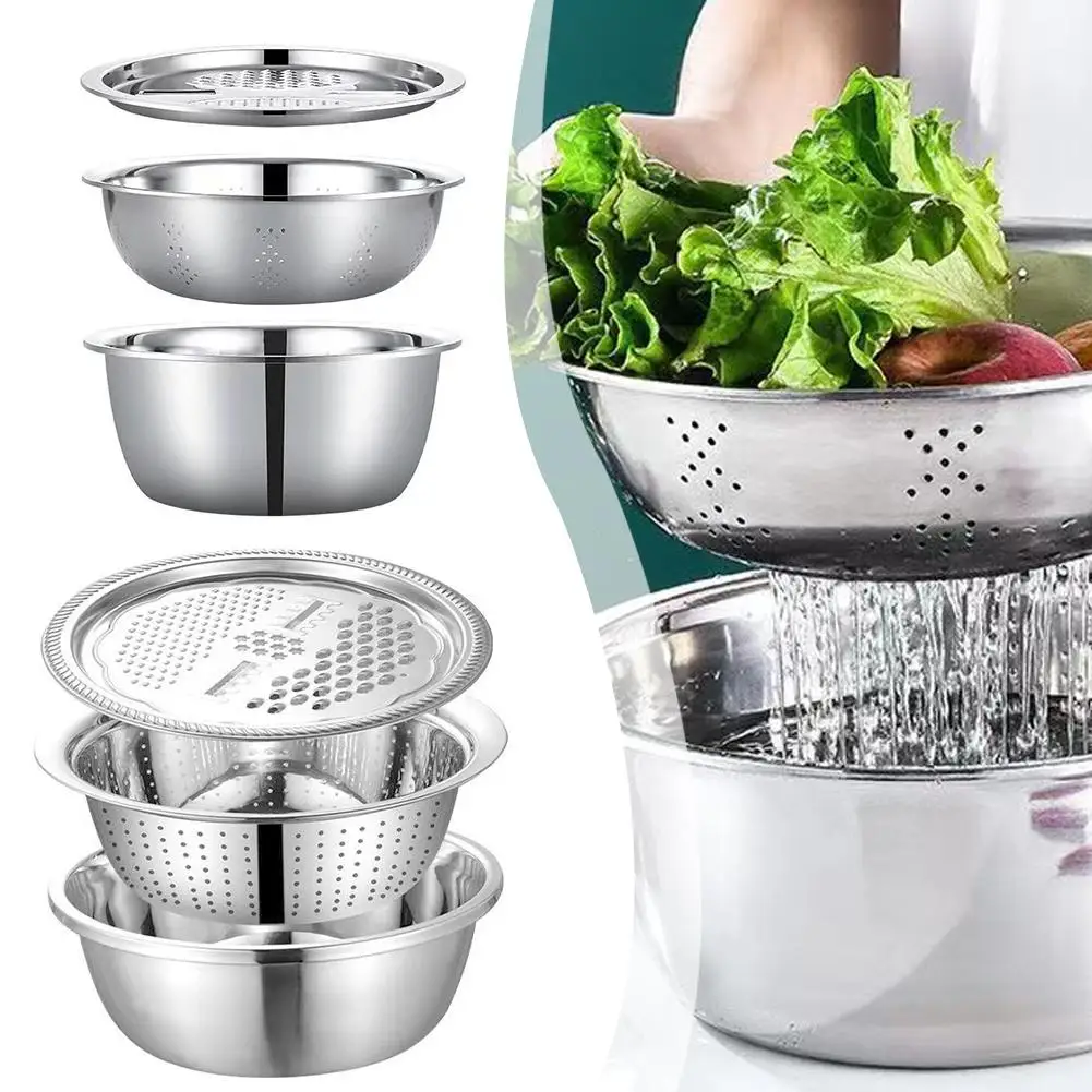 3 In 1 Multifunctional Stainless Steel Basin With Grater Strainer Vegetable Basket Cheese Bowl Washing Drain Grater With Sl F8G6
3 In 1 Multifunctional Stainless Steel Basin With Grater Strainer Vegetable Basket Cheese Bowl Washing Drain Grater With Sl F8G6