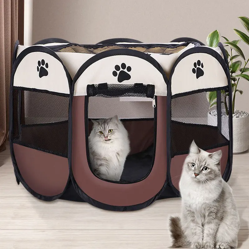 

Pet Cage Portable Pet Tent Folding Dog House Octagonal Cage Cat Tent Playpen Easy Operation Puppy Kennel Fence Large Dogs House