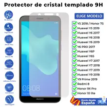 3x Protecteur d'écran pour Huawei Y5 Y6 Y6S Y6P Y7 Y9 2017 2018 2019 Prime Pro Honor 7S. Movil transparent en verre trempé=