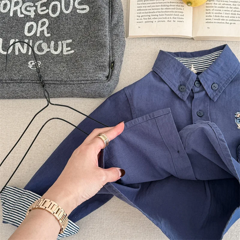 2024 Spring New Children Long Sleeve Shirts Fashion Girls Cartoon Lapel Shirt Baby Boys Cotton Tee Kids Casual Tops Clothes 14 S499e5054a72b4a21ad4cad8e66a500c6g