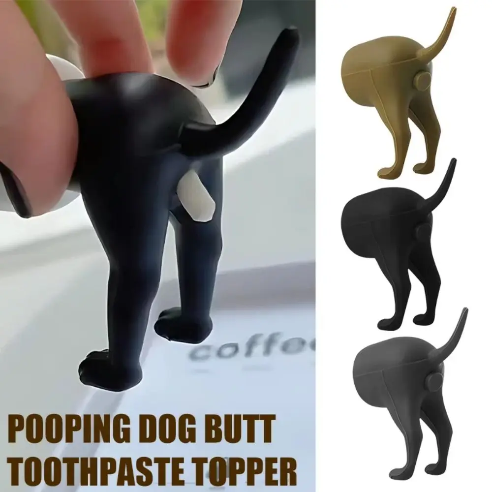 

Creative Pooping Dog Butt Toothpaste Topper Toothpaste Squeezer Toothpaste Cap Dispenser for Bathroom Funny Prank Gift