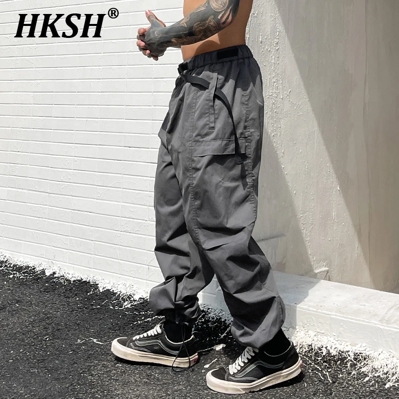 

HKSH Trend American Retro Streetwear Quick Dry Loose Fit Workwear Pants Men's Tide Punk Straight Original Brand Overalls HK0933