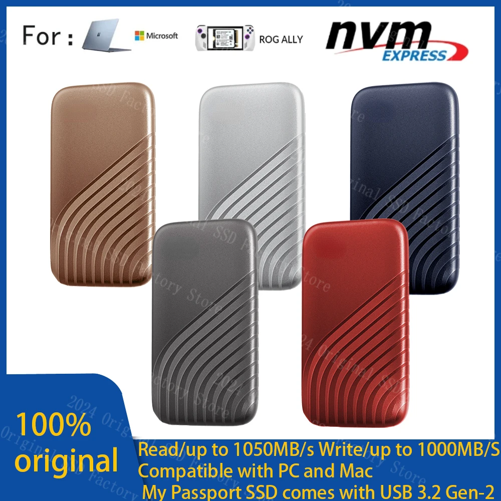

Western Original My Passport SSD PSSD NVMe External Portable Solid State Drive 1T 2TB Type-C USB3.2 Encrypted Mobile Hard Disk