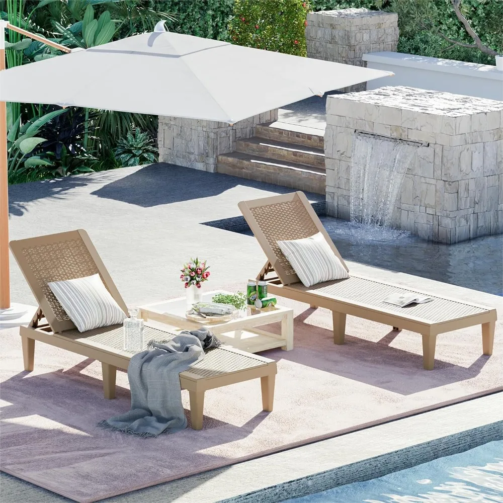 Outdoor Chaise Lounge Chairs Set of 2 with Adjustable Backrest, Waterproof PE Easy Assembly, Lightweight for Patio
Outdoor Chaise Lounge Chairs Set of 2 with Adjustable Backrest, Waterproof PE Easy Assembly, Lightweight for Patio
