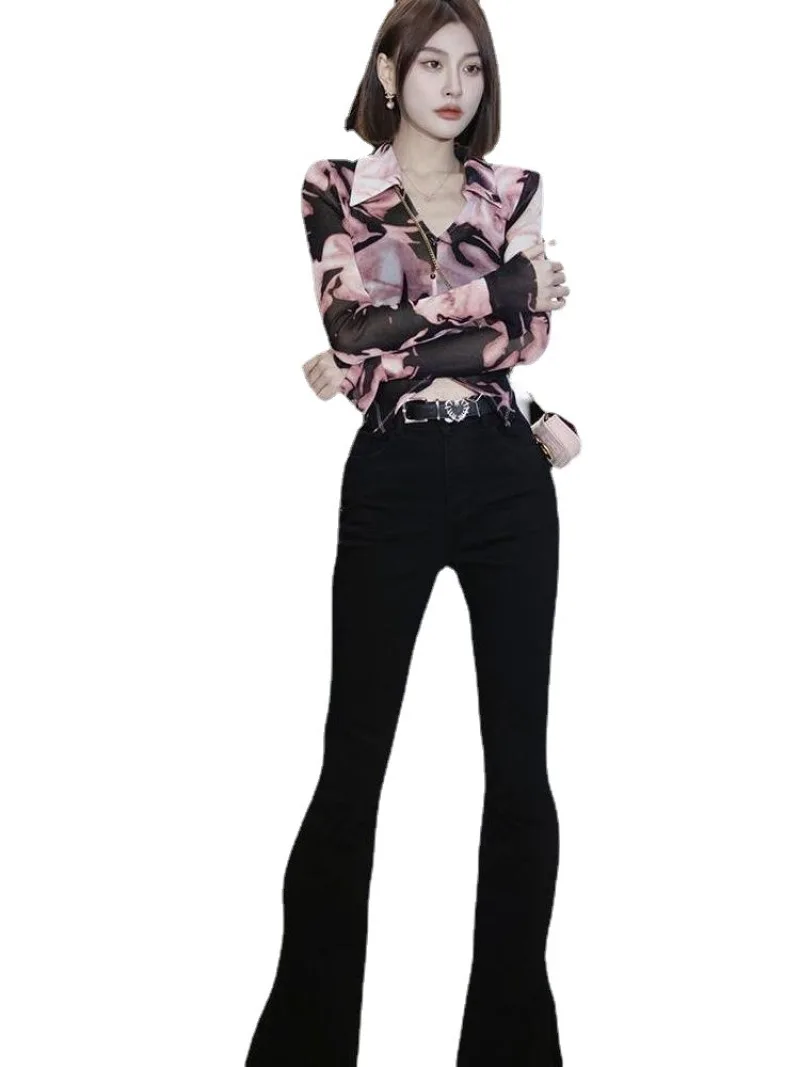 Sexy V-neck Mesh Gradient Pattern Print Shirt Button Up Shirts Women Long Sleeve Blouse Korean Fashion Clothes Streetwear Tops 
Sexy V-neck Mesh Gradient Pattern Print Shirt Button Up Shirts Women Long Sleeve Blouse Korean Fashion Clothes Streetwear Tops