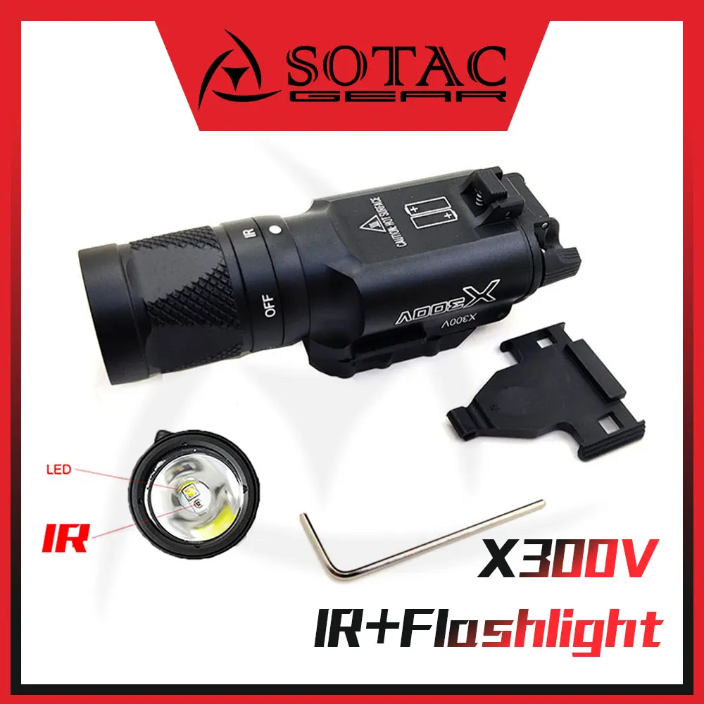 

SOTAC Tactical X300V IR Tactical Flashlight White LED Light And IR Infrared Output Fit 20mm Picatinny Rail Hunting Scout Light