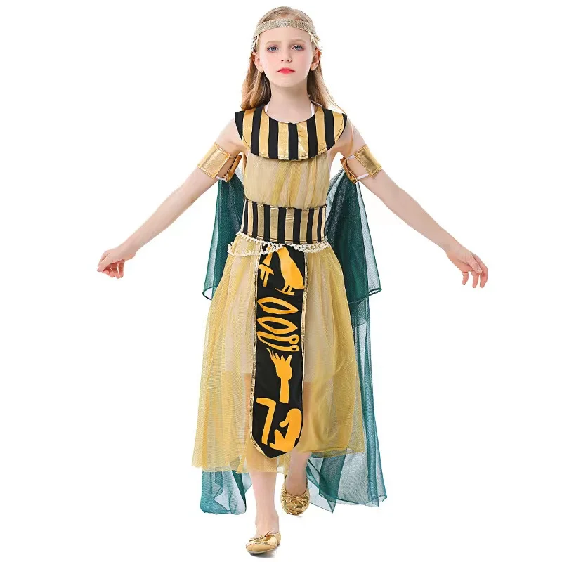 

Girls Halloween Cleopatra Costume Kids Children Princess Queen Of Egypt Cosplay Purim Carnival Parade Role Play Show Party Dress