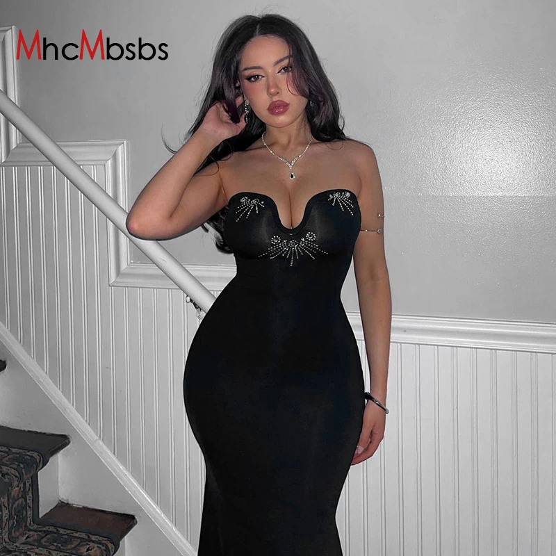 Sexy Strapless Off Shoulder Diamond Trim Corset Maxi Dress Women Sleeveless Slim Fit Black Gothic Party Vestido 2024 Summer
Sexy Strapless Off Shoulder Diamond Trim Corset Maxi Dress Women Sleeveless Slim Fit Black Gothic Party Vestido 2024 Summer