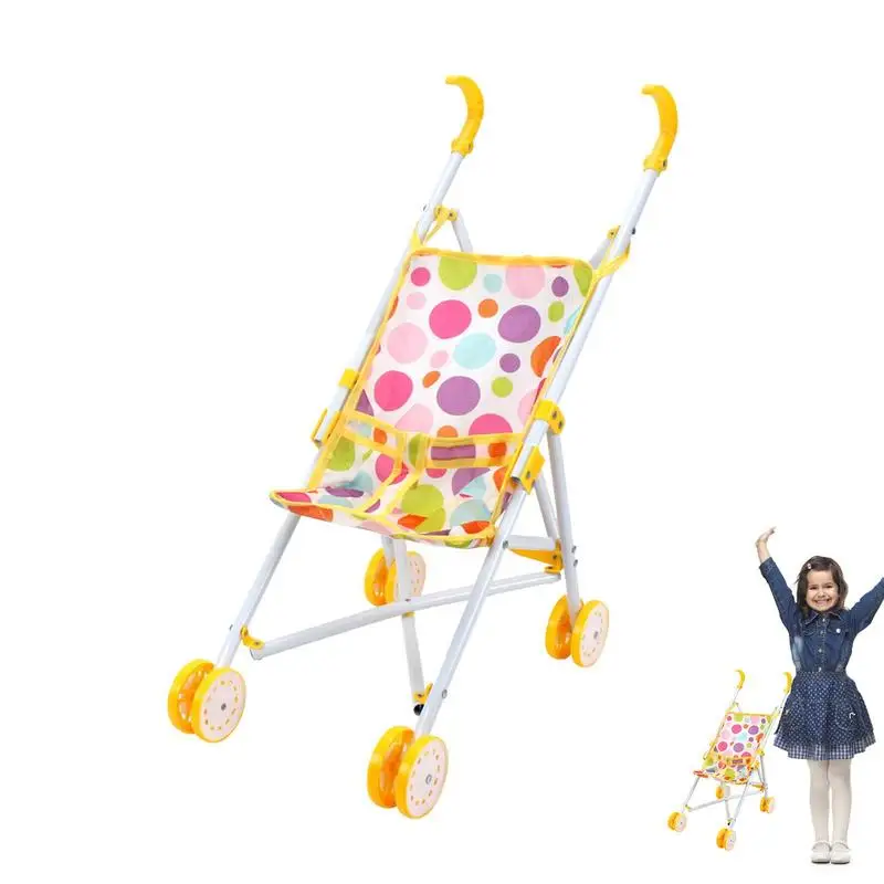 

Легкая детская коляска со стальным стержнем, игрушка-тележка для кукол, стимуляция желтого цвета, с уникальным принтом