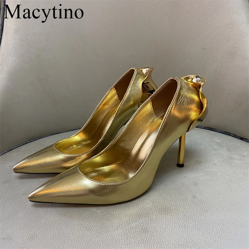Metal Thin Heel High Heels Pumps Women Golden 2022 Sexy Pointed Toe Ladies Shoes Fashion Gold Wedding Pumps Woman 
Metal Thin Heel High Heels Pumps Women Golden 2022 Sexy Pointed Toe Ladies Shoes Fashion Gold Wedding Pumps Woman