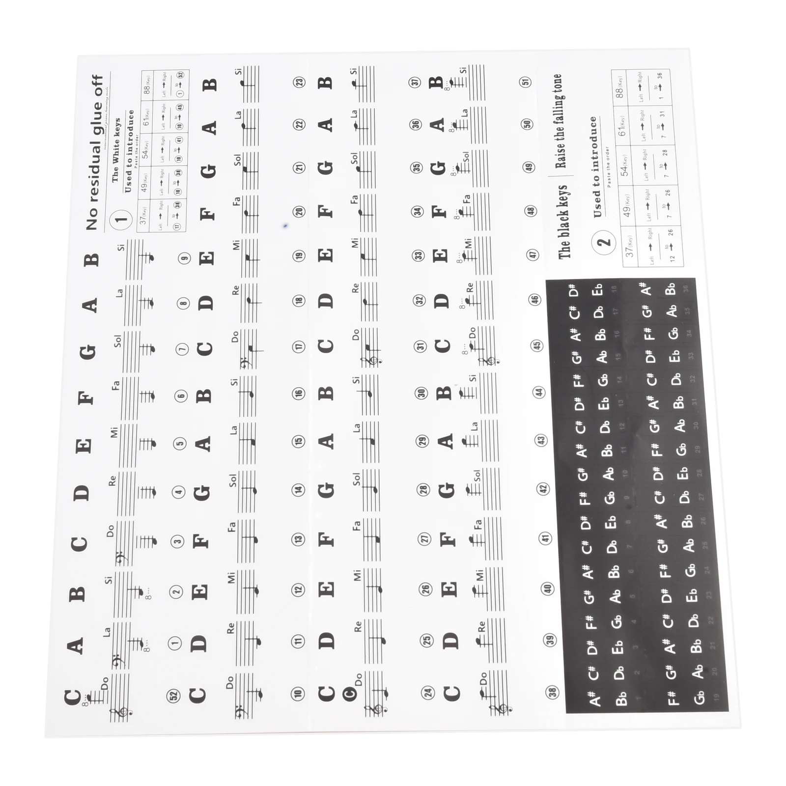For Piano Lovers Piano Decal Notes Piano Stickers 1 Pcs 88/61/54/49/37 Keys Approx. 25*23cm Balck Colorful Learning Beginners
For Piano Lovers Piano Decal Notes Piano Stickers 1 Pcs 88/61/54/49/37 Keys Approx. 25*23cm Balck Colorful Learning Beginners