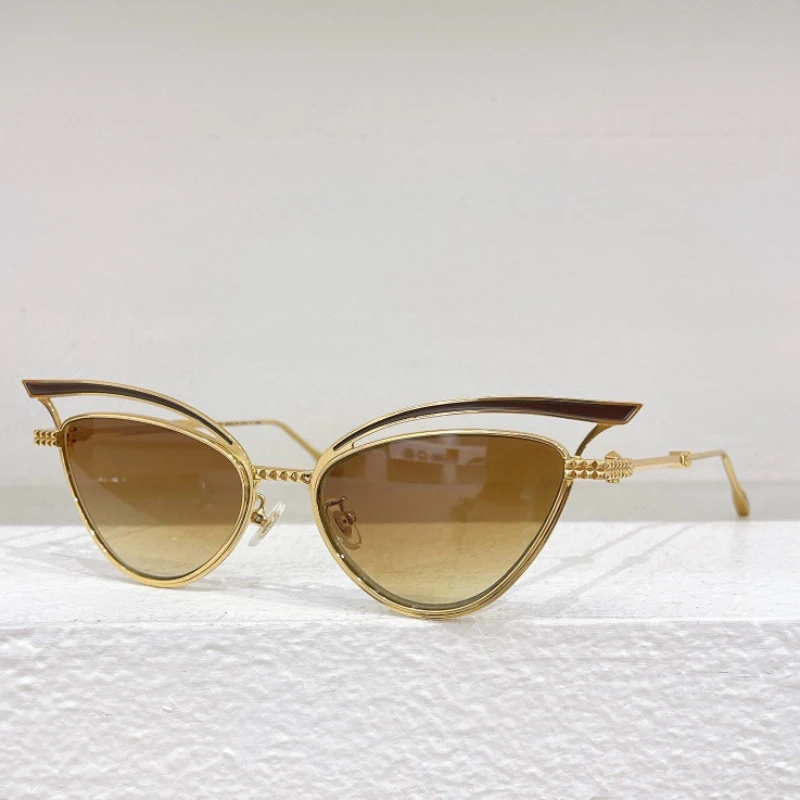 

Новые металлические полые Солнцезащитные очки кошачий глаз для женщин модные персонализированные уличные Универсальные солнцезащитные очки UV400 Мужские солнцезащитные очки