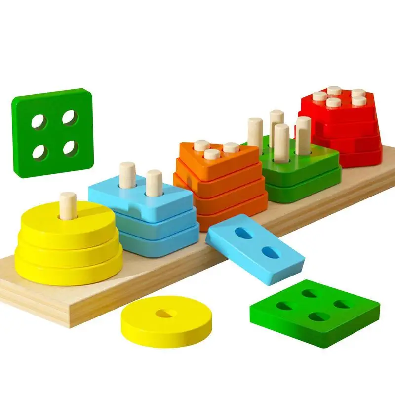 

Wooden Shape Sorter Toy Color & Shape Recognition Sorter Puzzle Fine Motor Skill Geometric Gift Shape Stacking Toys For 1 2