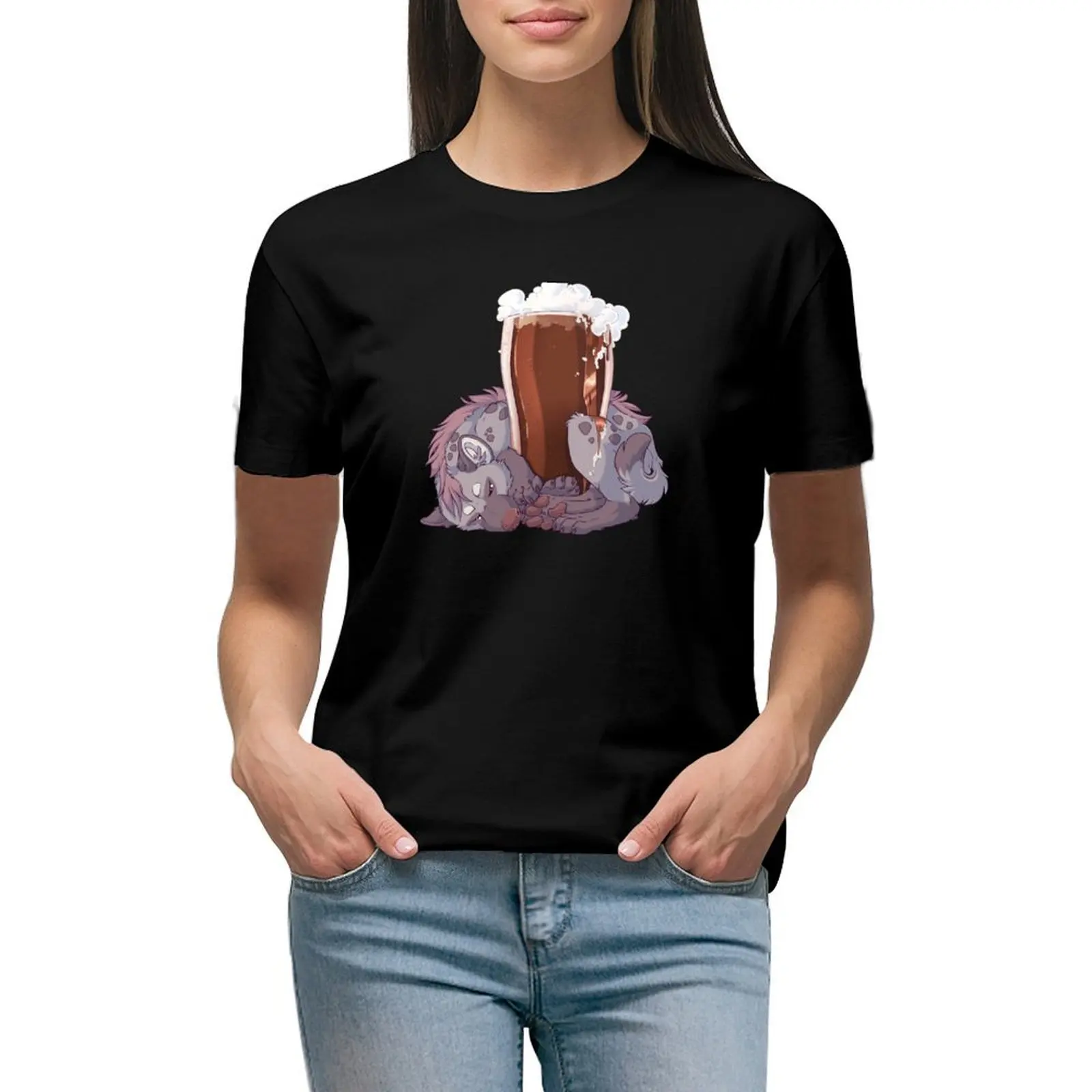 

[Yeen Beer] Brown Pint T-shirt oversized summer tops tees womans clothing