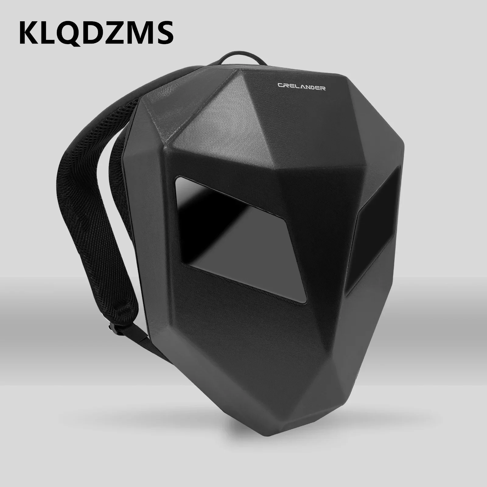 

KLQDZMS Hard Shell Backpack ABS + PC Waterproof Cycling Helmet Bag Men's Laptop Schoolbag LED Light-emitting Shoulder Bag