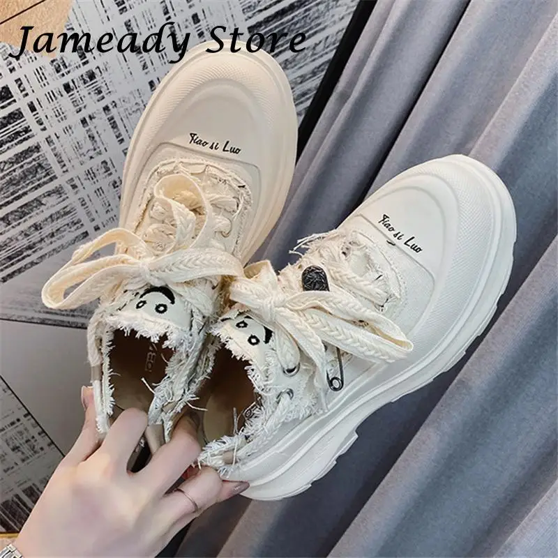 Large Size Chunky Heel Platform Women Sneakers Metal Decoration Canvas Casual Trainers Designer All Match Increase Shoes Female
Large Size Chunky Heel Platform Women Sneakers Metal Decoration Canvas Casual Trainers Designer All Match Increase Shoes Female