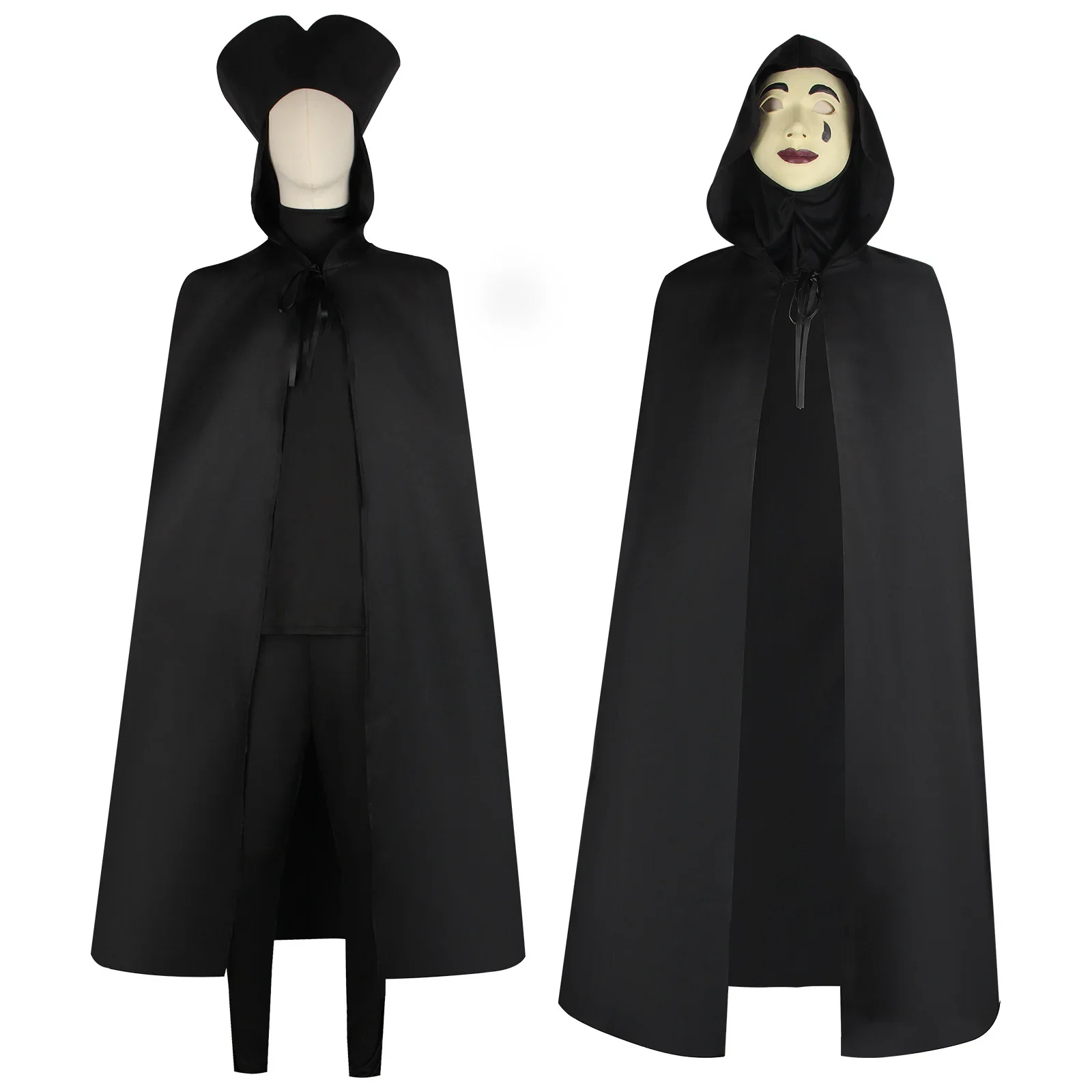 

Movie A Haunting in Venice Cosplay Costume Black Cloak Uniform Horror Ghost Uniform Cape Killer Outfit Halloween Party for Men