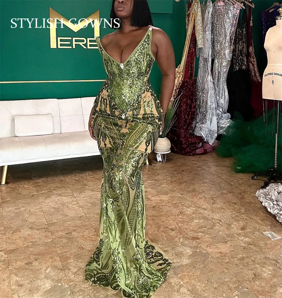Green V Neck Long Prom Dress For Black Girls 2024 Sparkly Sequined Birthday Party Dresses Mermaid Evening Gowns Robe De Bal
Green V Neck Long Prom Dress For Black Girls 2024 Sparkly Sequined Birthday Party Dresses Mermaid Evening Gowns Robe De Bal