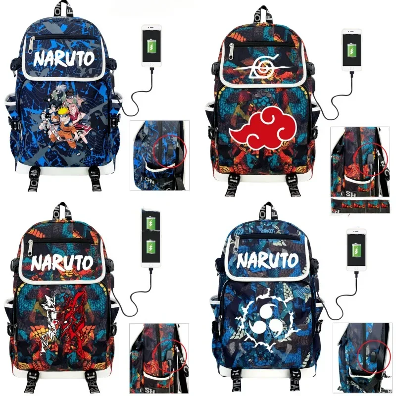 

Naruto Anime Cloud Naruto USB Charging Backpack Lightening Zipper Shoulders Outdoor Bag Waterproof Breathable and Wear-resistant