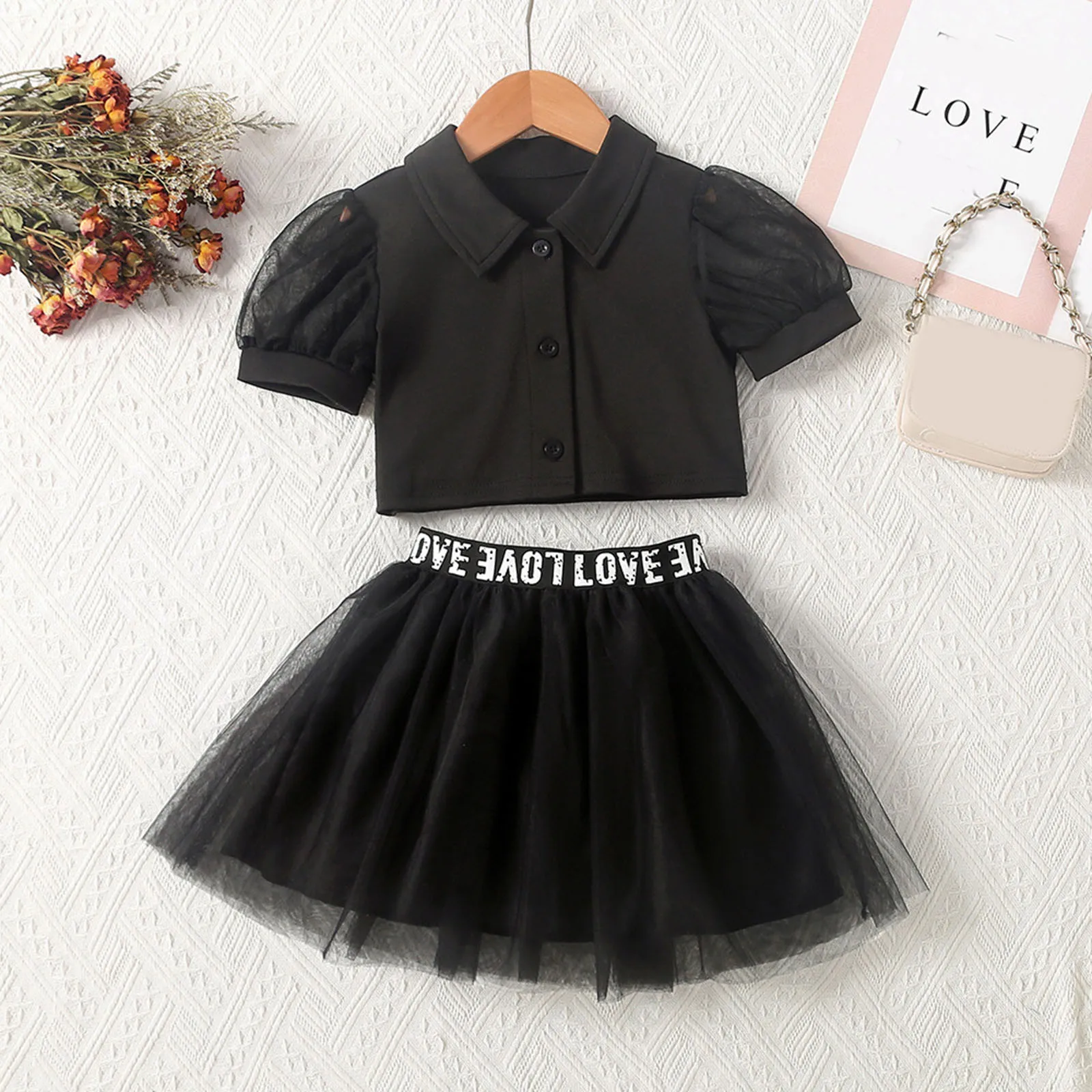 Kids Girls Clothes Outfits Toddler Baby Summer Short Puff Sleeve Solid T-shirt Tops Letter Print Tulle Tutu Skirt Outfits Sets
Kids Girls Clothes Outfits Toddler Baby Summer Short Puff Sleeve Solid T-shirt Tops Letter Print Tulle Tutu Skirt Outfits Sets