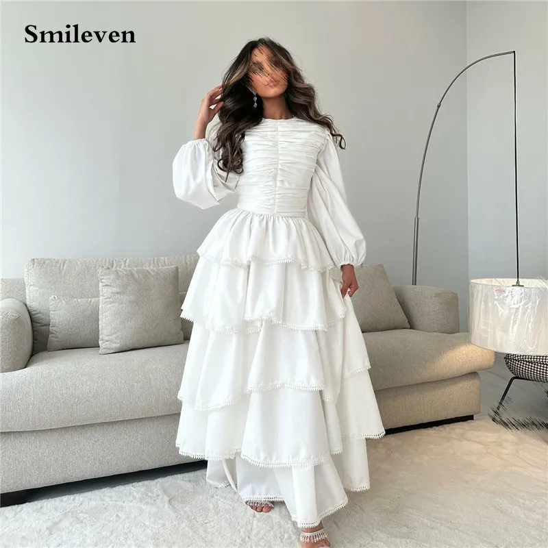 Smileven, белое платье для выпускного вечера, Многоярусное, ТРАПЕЦИЕВИДНОЕ, с высоким воротом, вечерние платья с пышными длинными рукавами, 2023
Smileven, белое платье для выпускного вечера, Многоярусное, ТРАПЕЦИЕВИДНОЕ, с высоким воротом, вечерние платья с пышными длинными рукавами, 2023