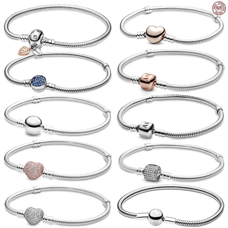 Exquisite 925 Sterling Silver Heart Shaped Deciduous Bucket Buckle Snake Bone Bracelet fit Original Charm DIY Couple ClassicGift
Exquisite 925 Sterling Silver Heart Shaped Deciduous Bucket Buckle Snake Bone Bracelet fit Original Charm DIY Couple ClassicGift