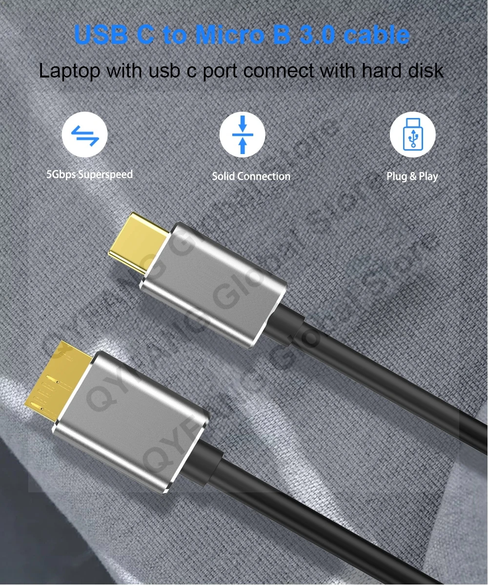 Generic USB C To Micro B Cable USB 3.0 Type C 5Gbps Data Connector